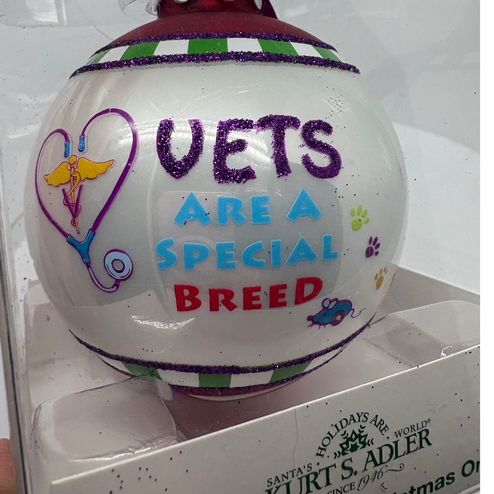 Kurt S Adler Vets Are A Special Breed Glass Christmas‎ Ornament New Veterinarian